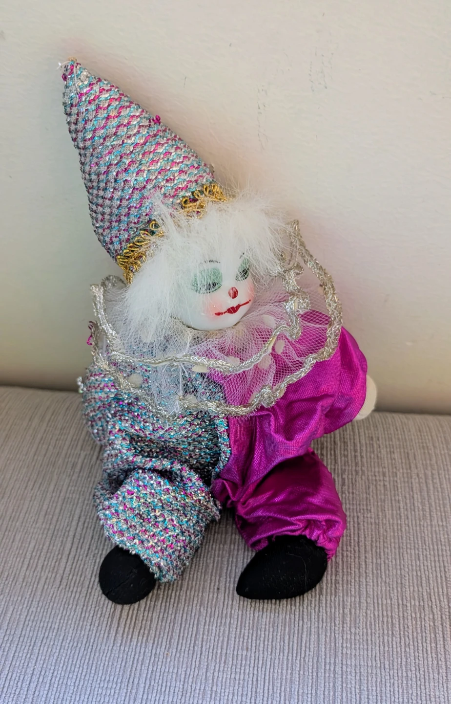 Vintage Clown Doll Figurine (Pink and Silver Outfit)