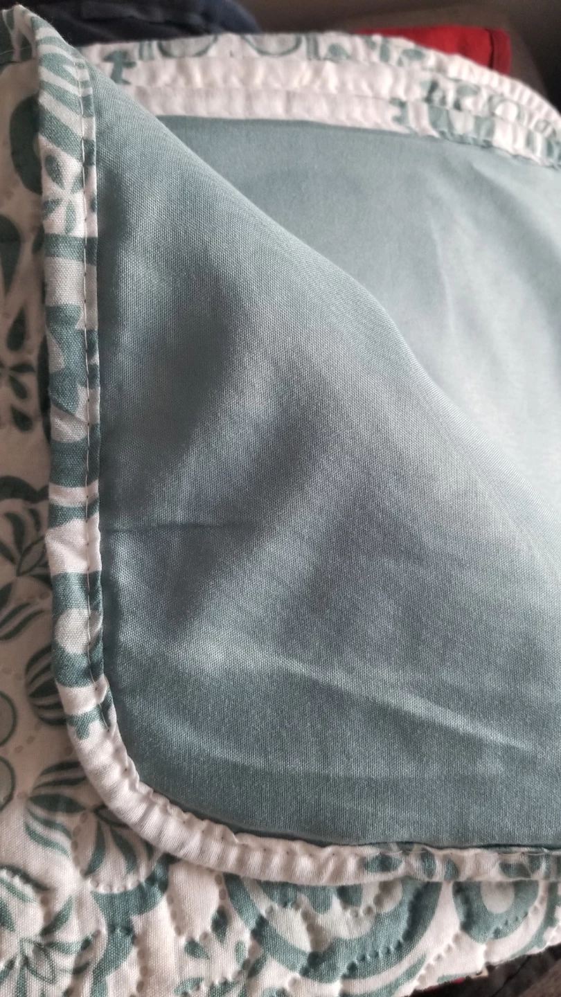 Two Quilted Pillowcases- Teal & White Floral Pattern - photo 3