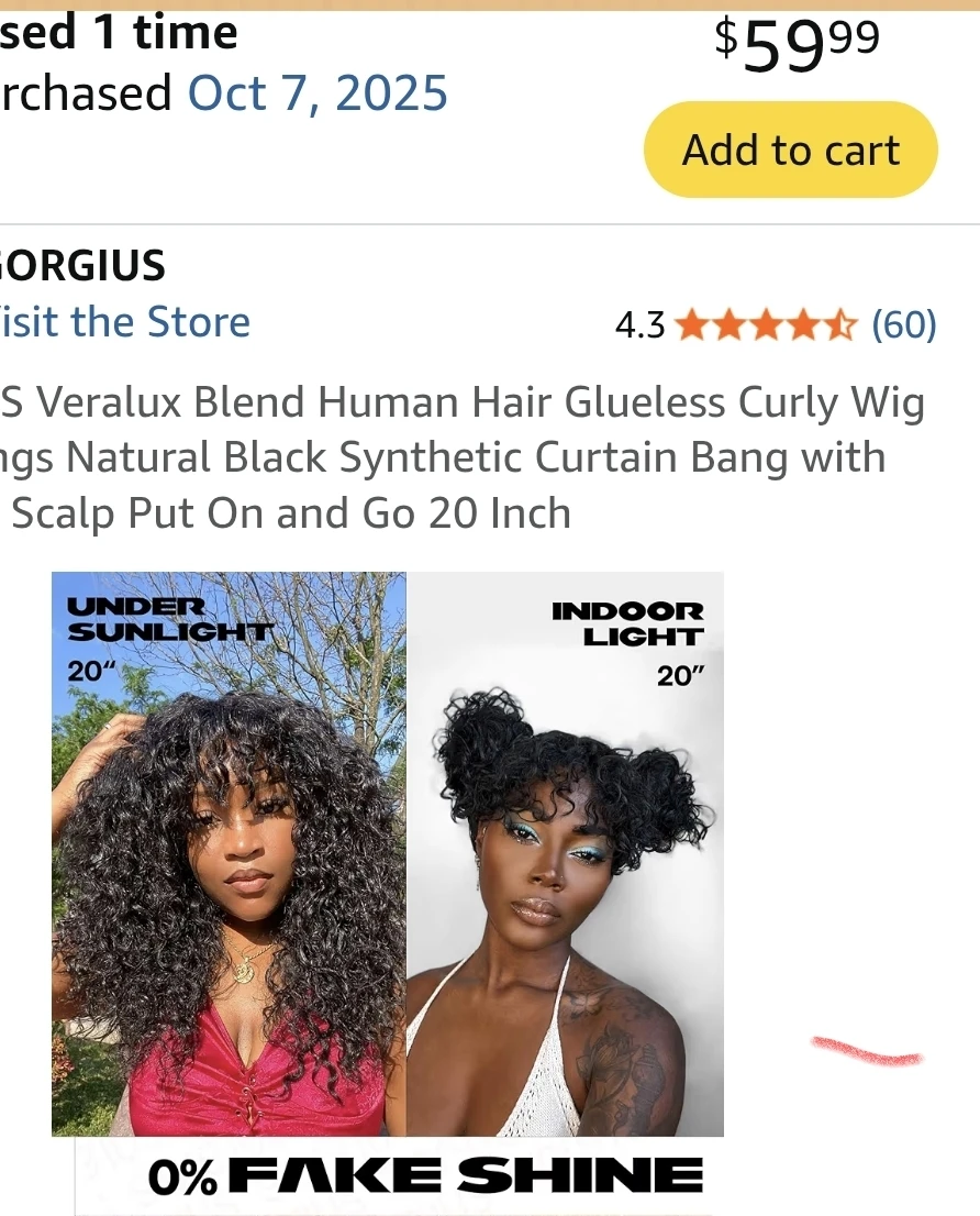 🥕Human Hair Glueless Curly Wig - photo 4