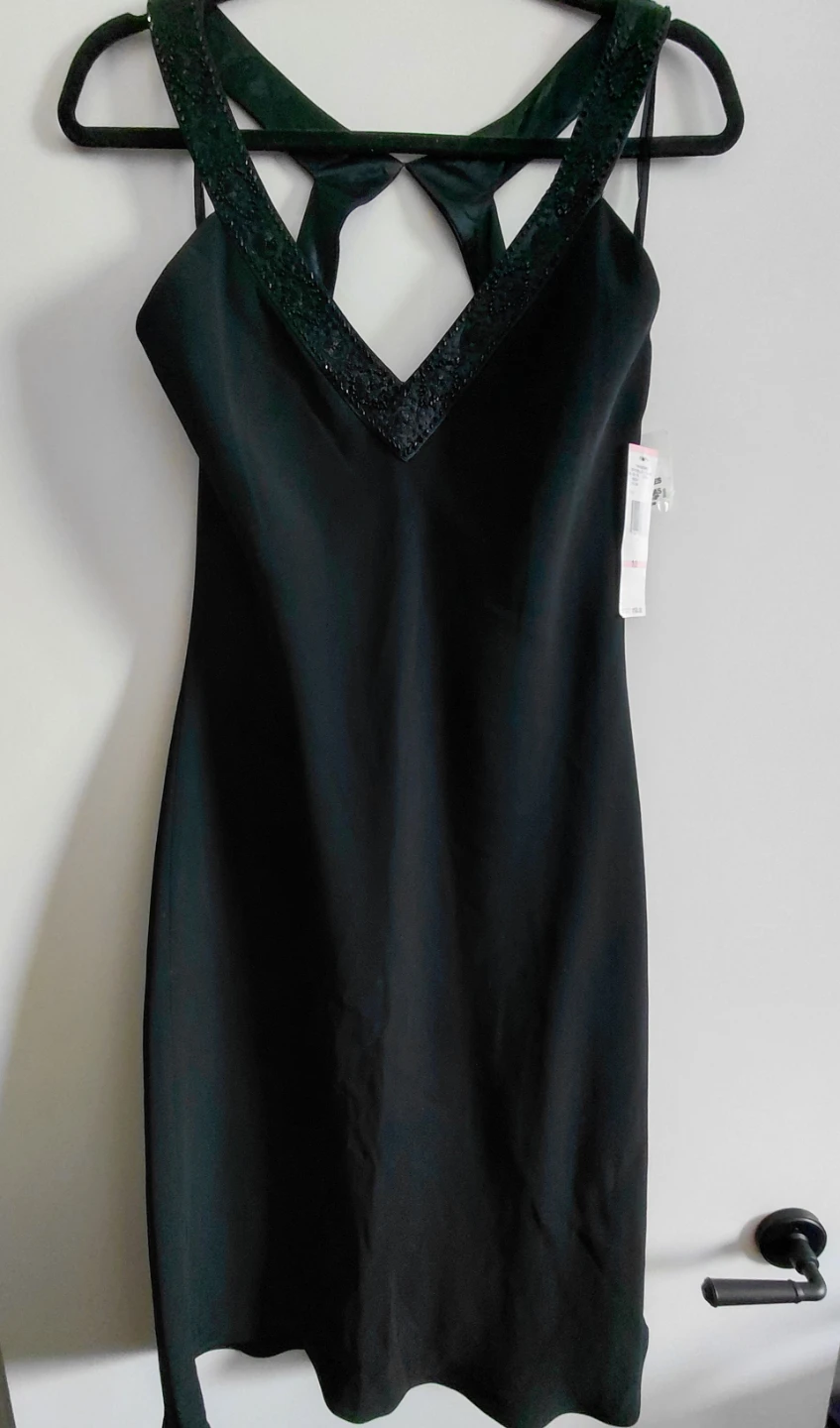 Jones New York Black Beaded V-Neck Dress Size 10 - photo 3