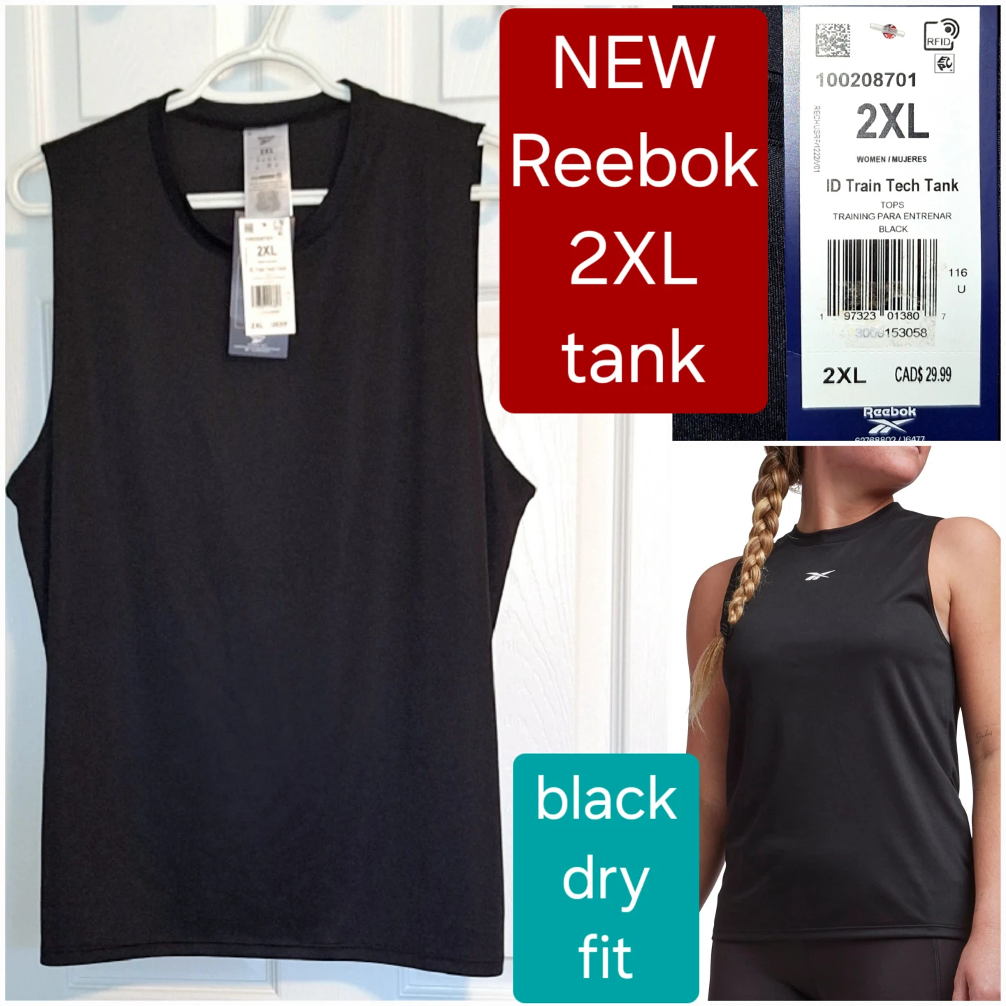 NEW Reebok tank - dry fit 2XL