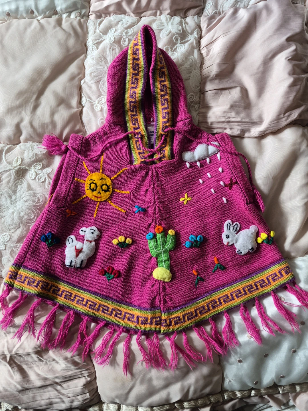 Kids' Poncho with Hood - Pink