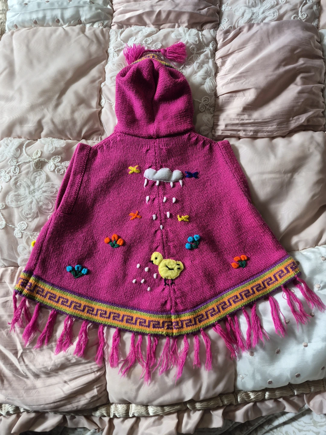 Kids' Poncho with Hood - Pink - photo 2