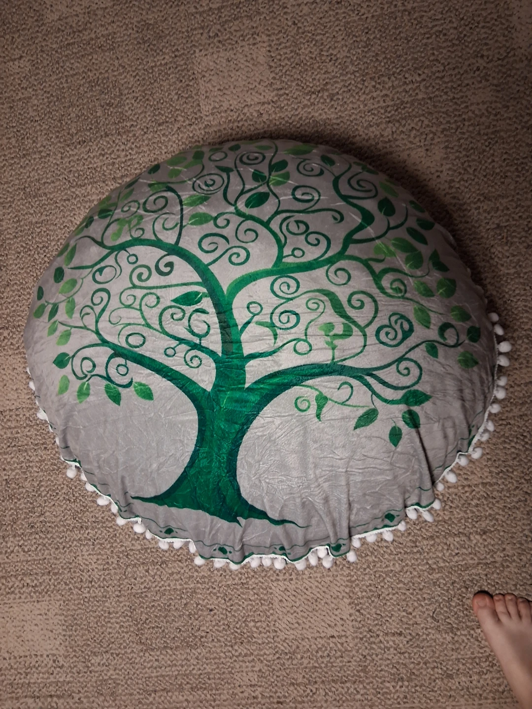 Round Floor Cushion with Tree Design