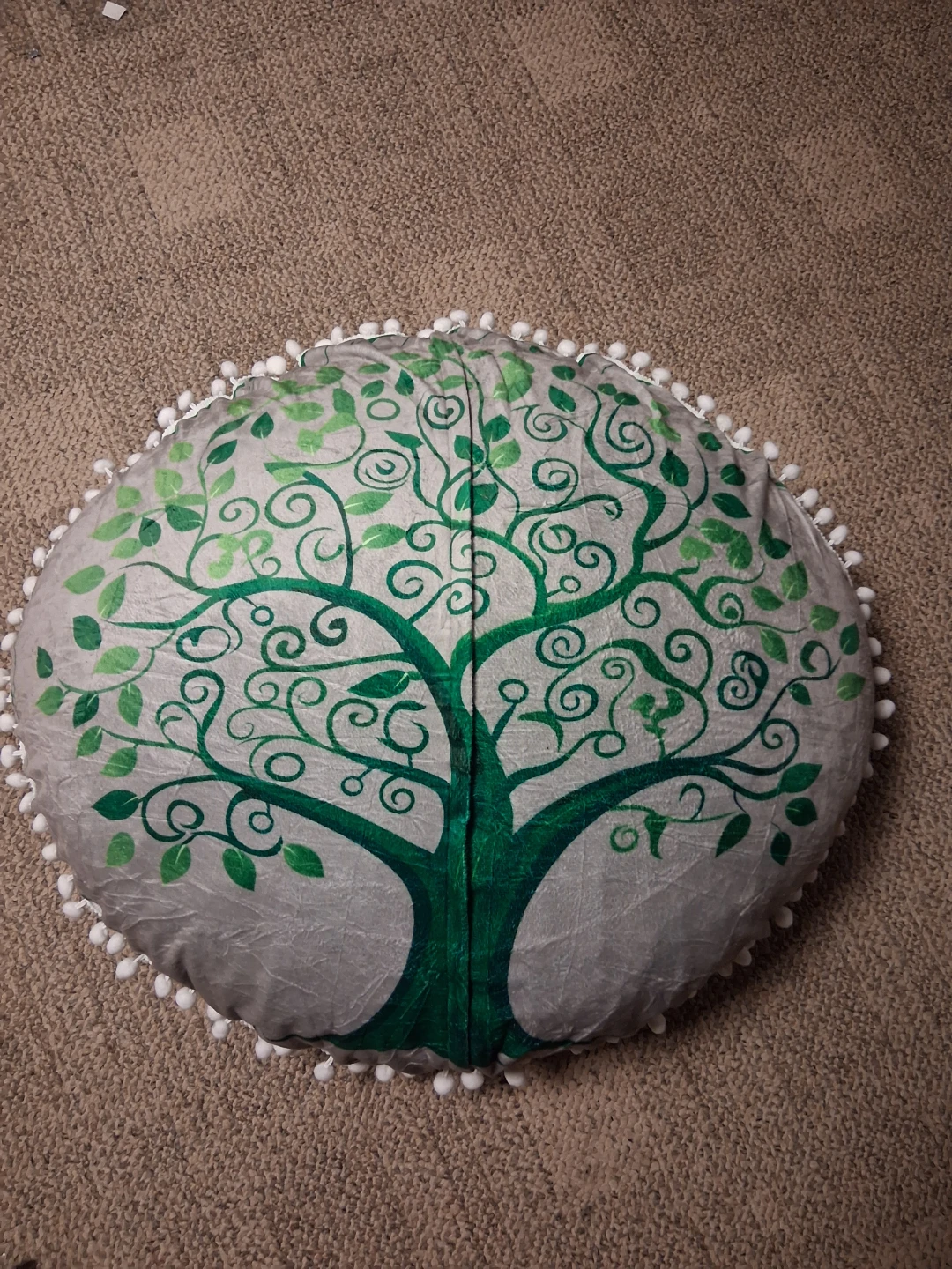 Round Floor Cushion with Tree Design - photo 2