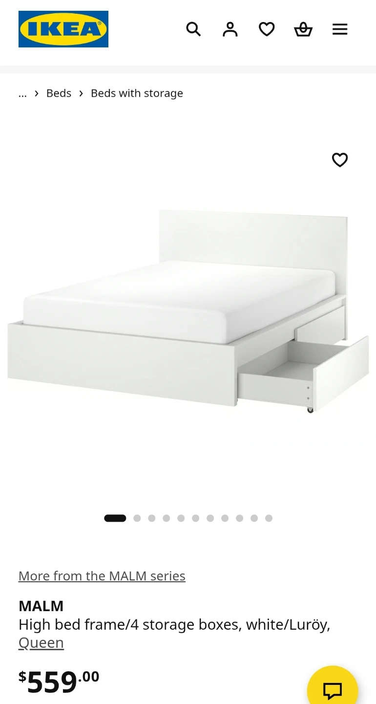 IKEA MALM Queen Frame with Storage in White