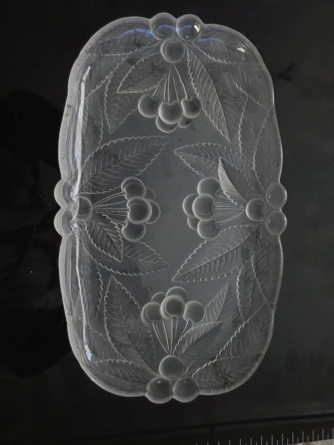 Glass Cherry and Leaf Serving Dish