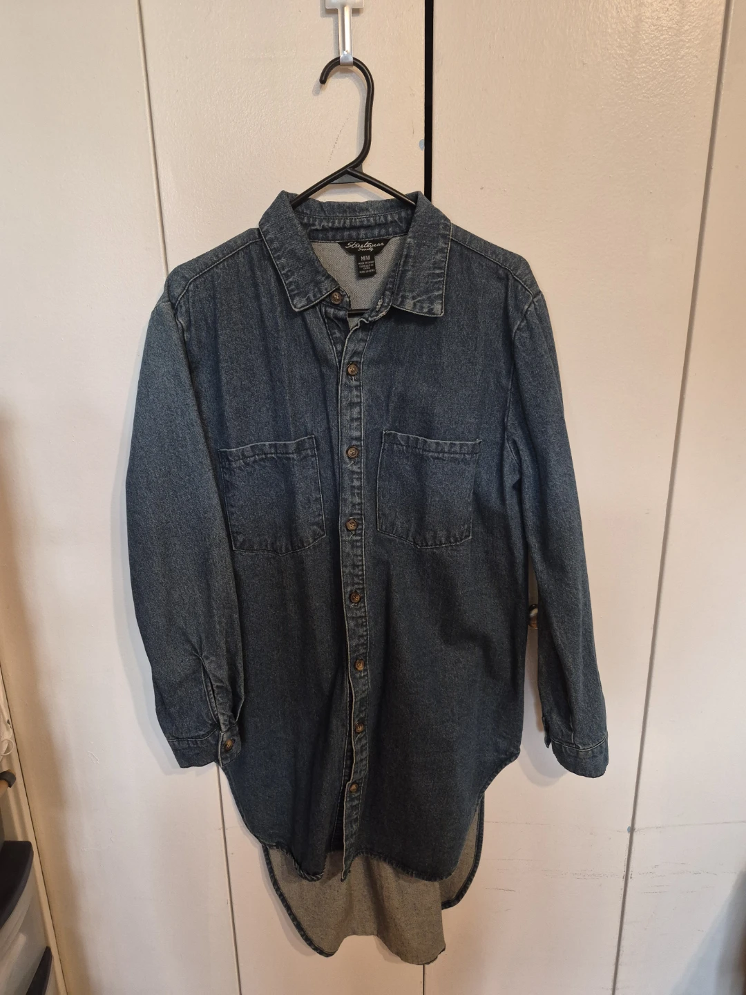 Long denim button up