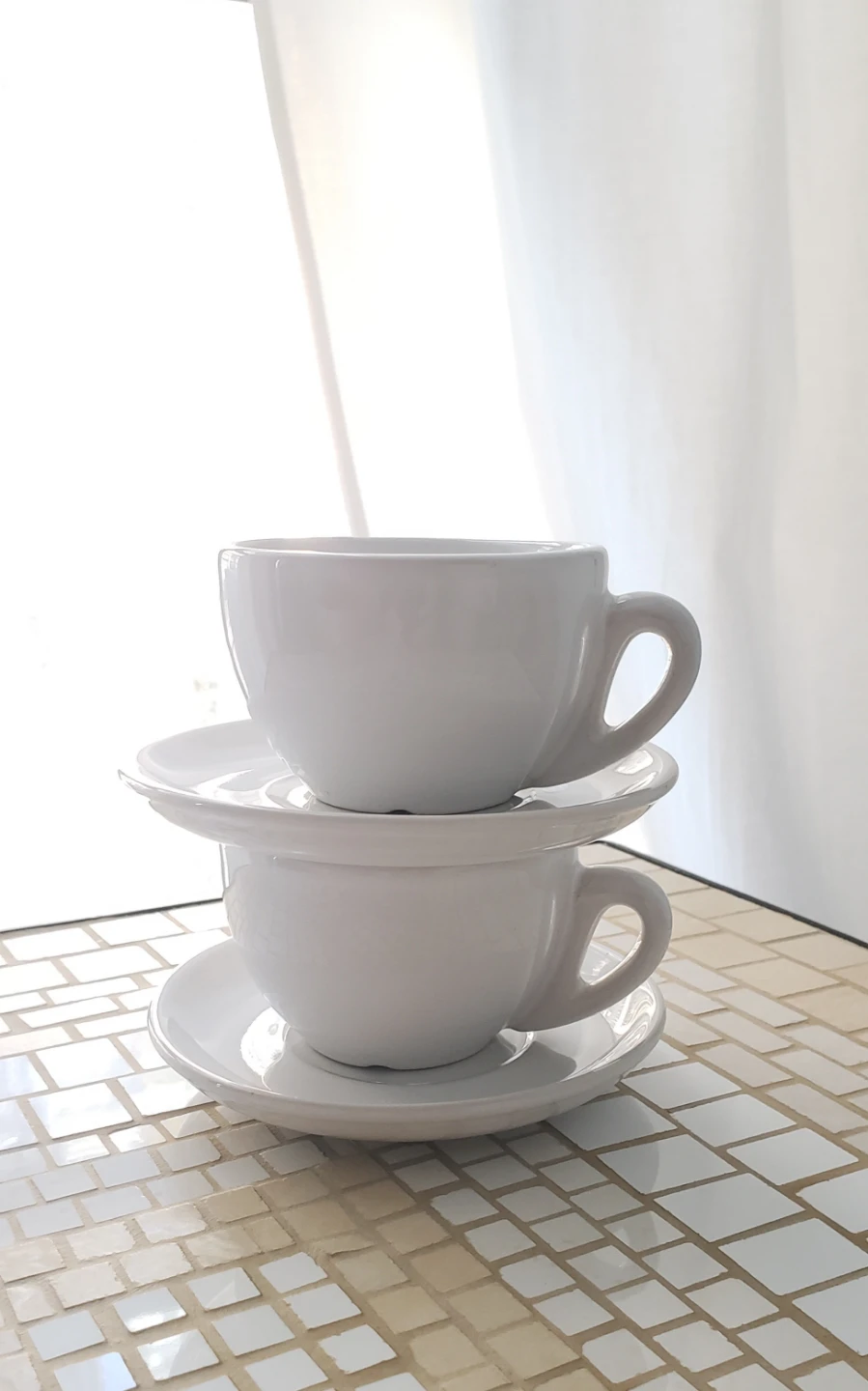 Set of 2 White Ceramic Espresso Cup and Saucer - photo 2