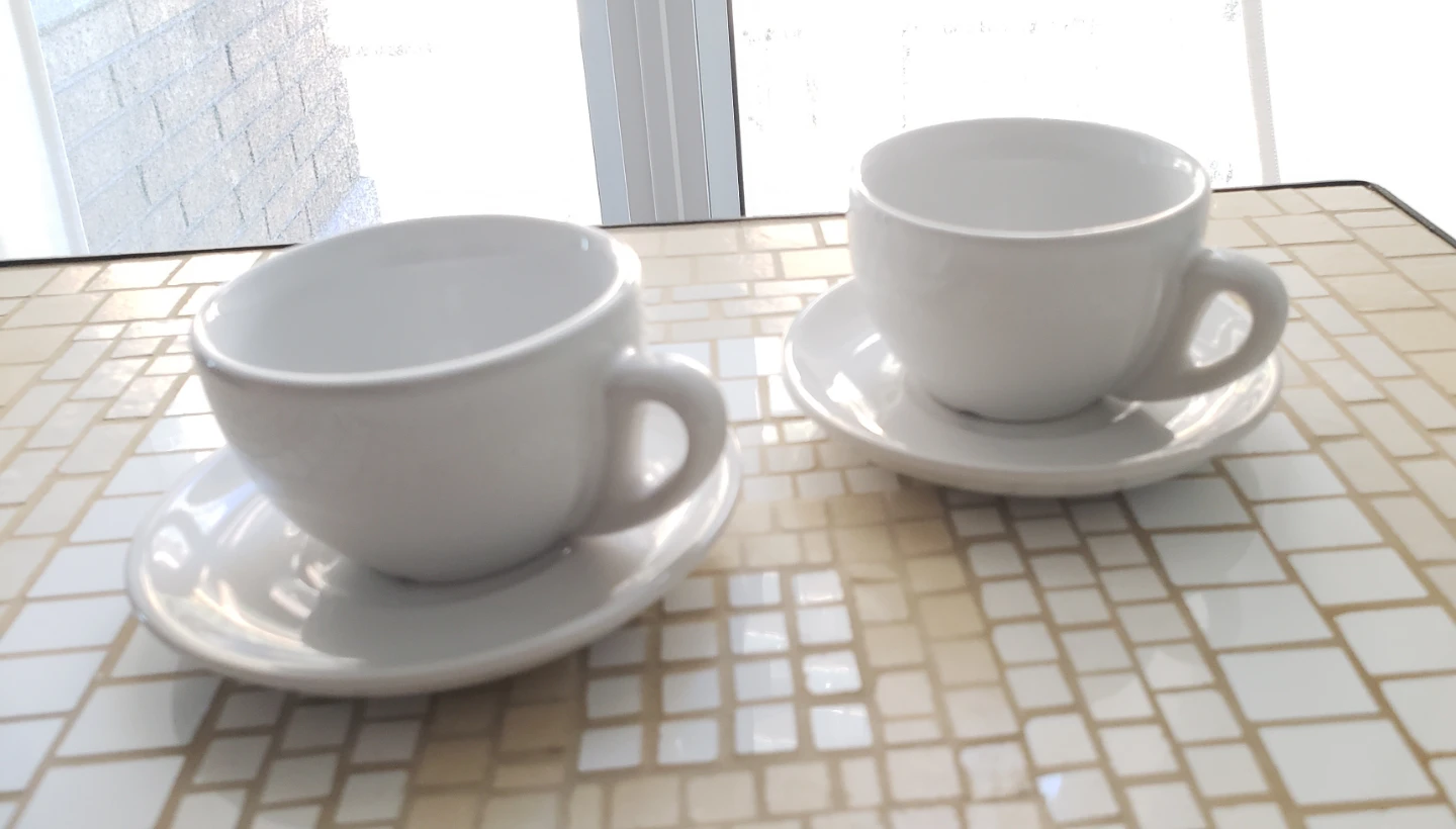 Set of 2 White Ceramic Espresso Cup and Saucer - photo 4