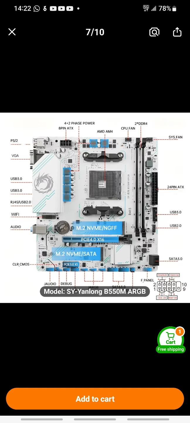 New-in-Box ⚽ B550M ARGB Motherboard - photo 3