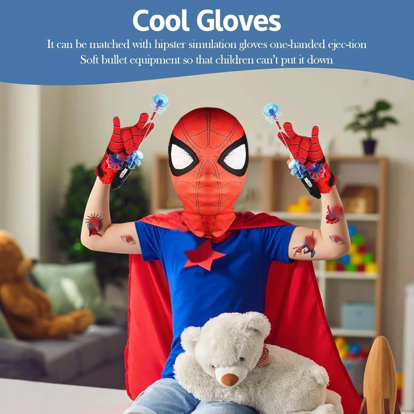 Spider-Man Toy Web Shooter Set with Mask and Gloves