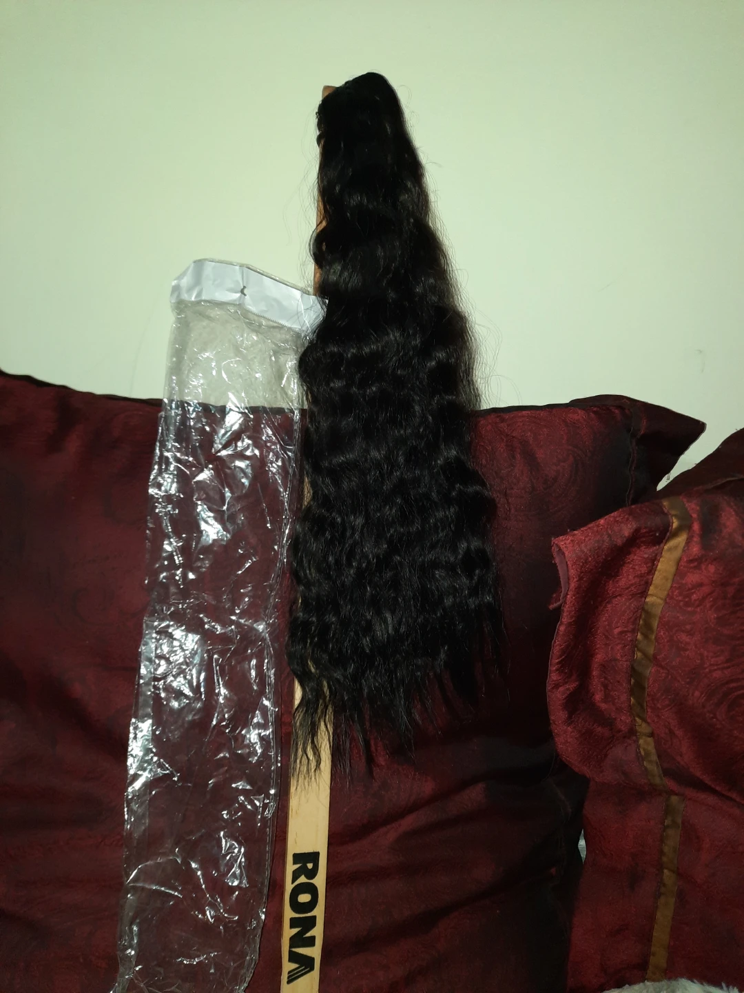 Black Wavy Clip-on Hair Extension black wavy ponytail 18"