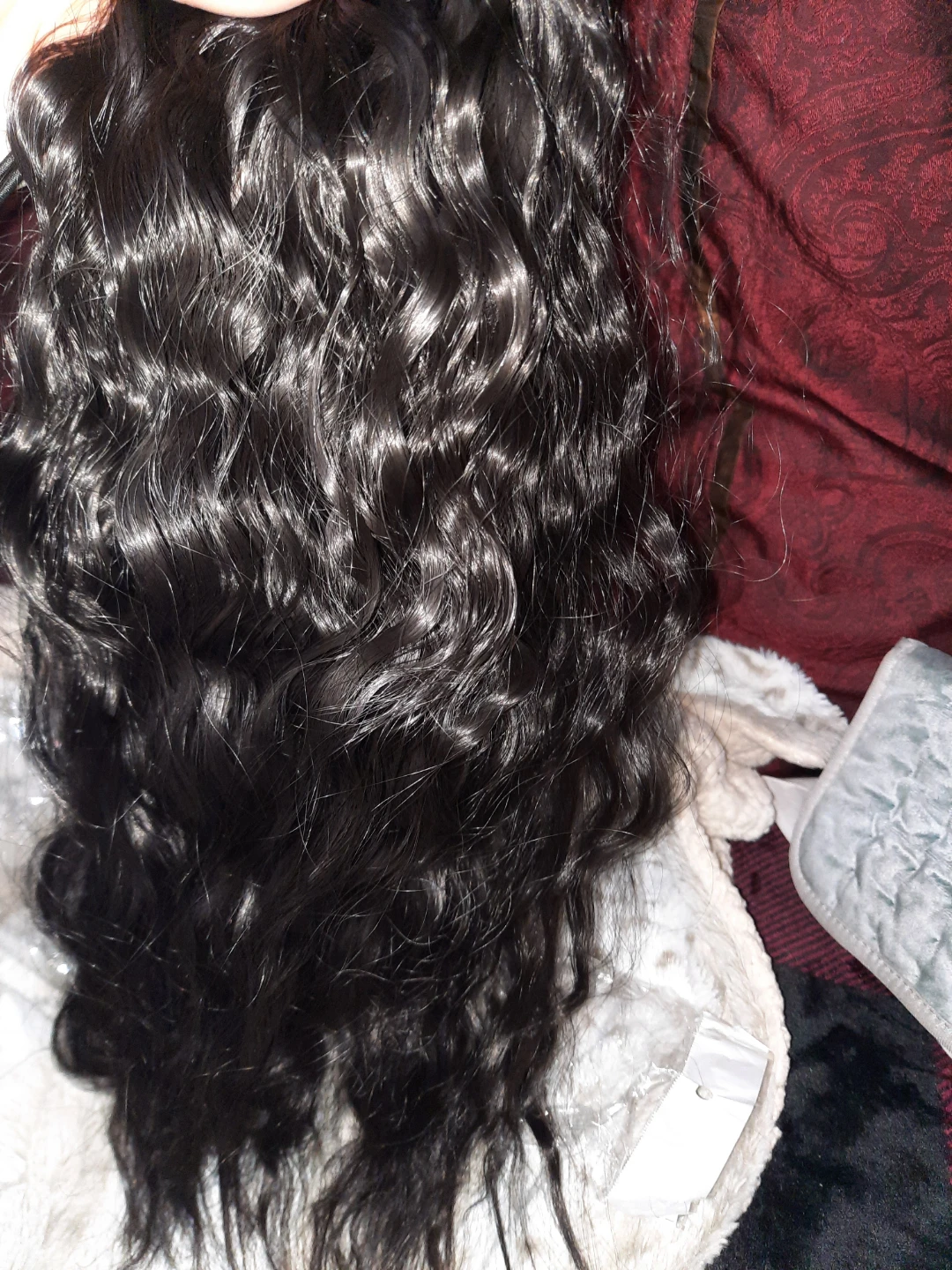 Black Wavy Clip-on Hair Extension black wavy ponytail 18" - photo 4