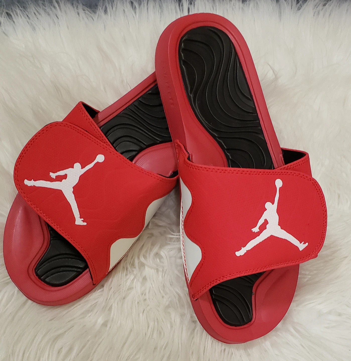 Brand new Mens Jordan Slippers Red Black White