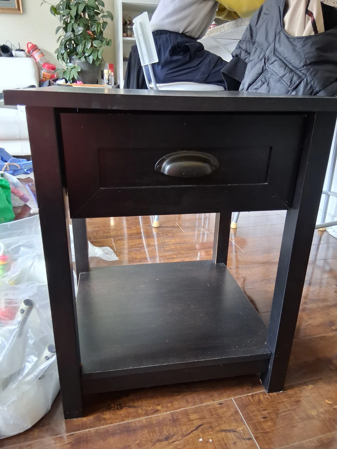 Ikea Black End Table with Drawer and Shelf