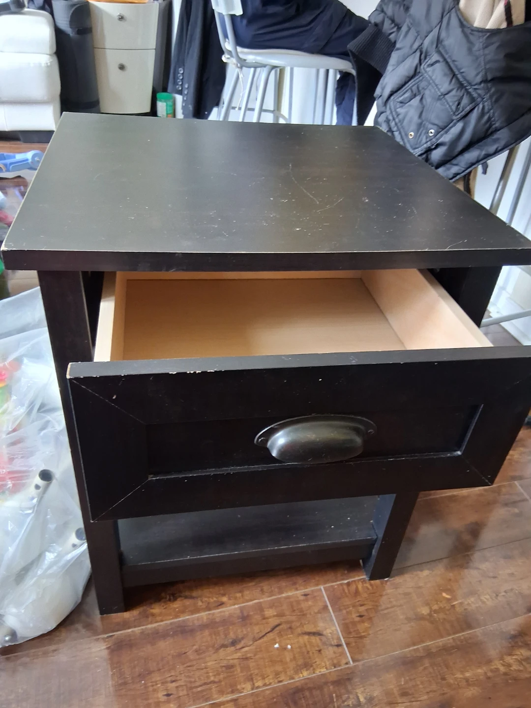 Ikea Black End Table with Drawer and Shelf - photo 2