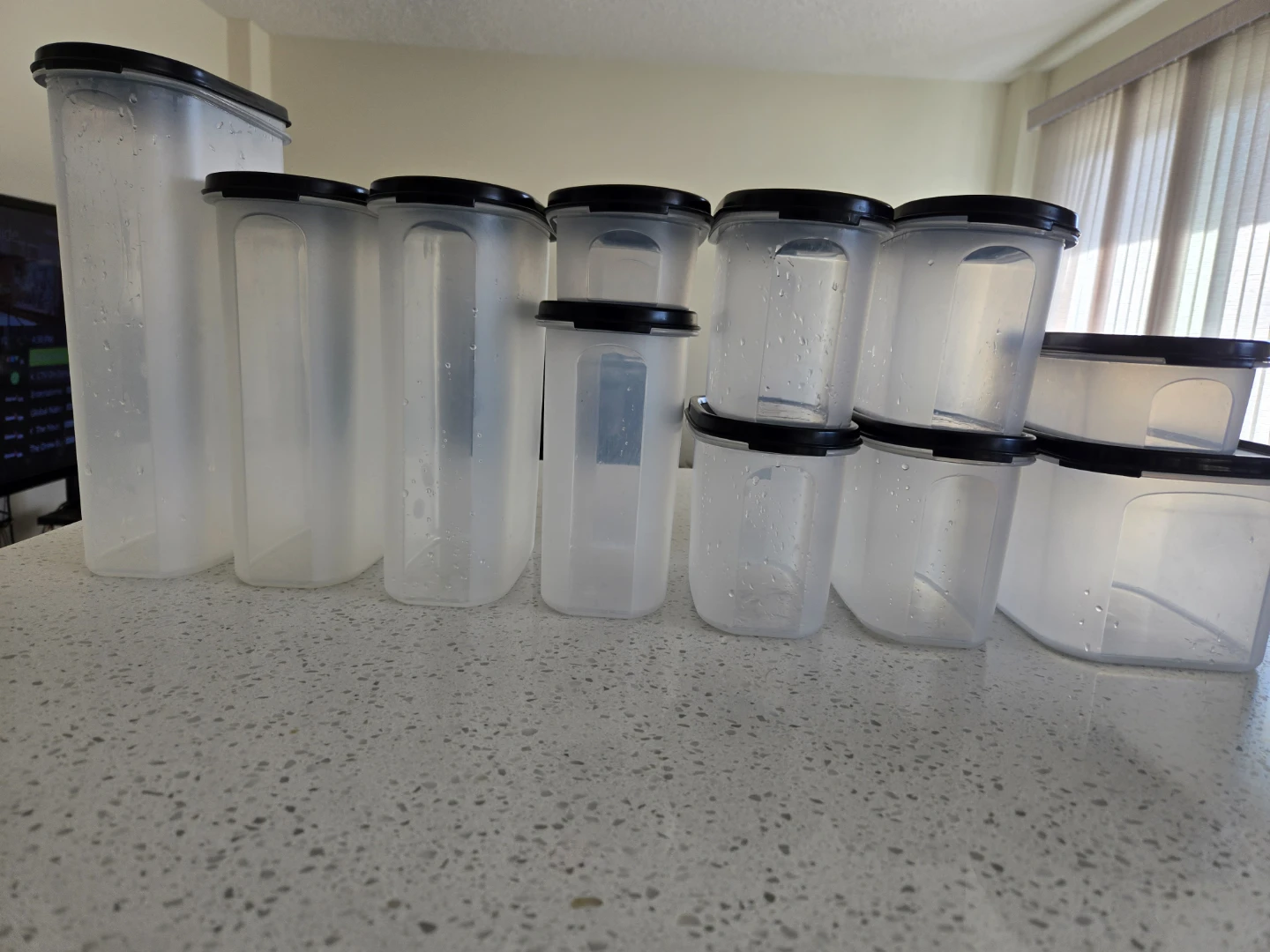 Tupperware Stackable Storage Containers with Black Lids