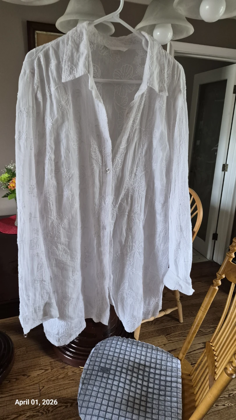 TABI White Embroidered Button-Up Shirt - photo 2