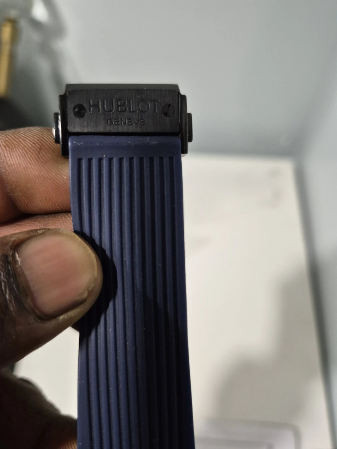 Hublot Automatic Chronograph Watch with Blue Rubber Strap