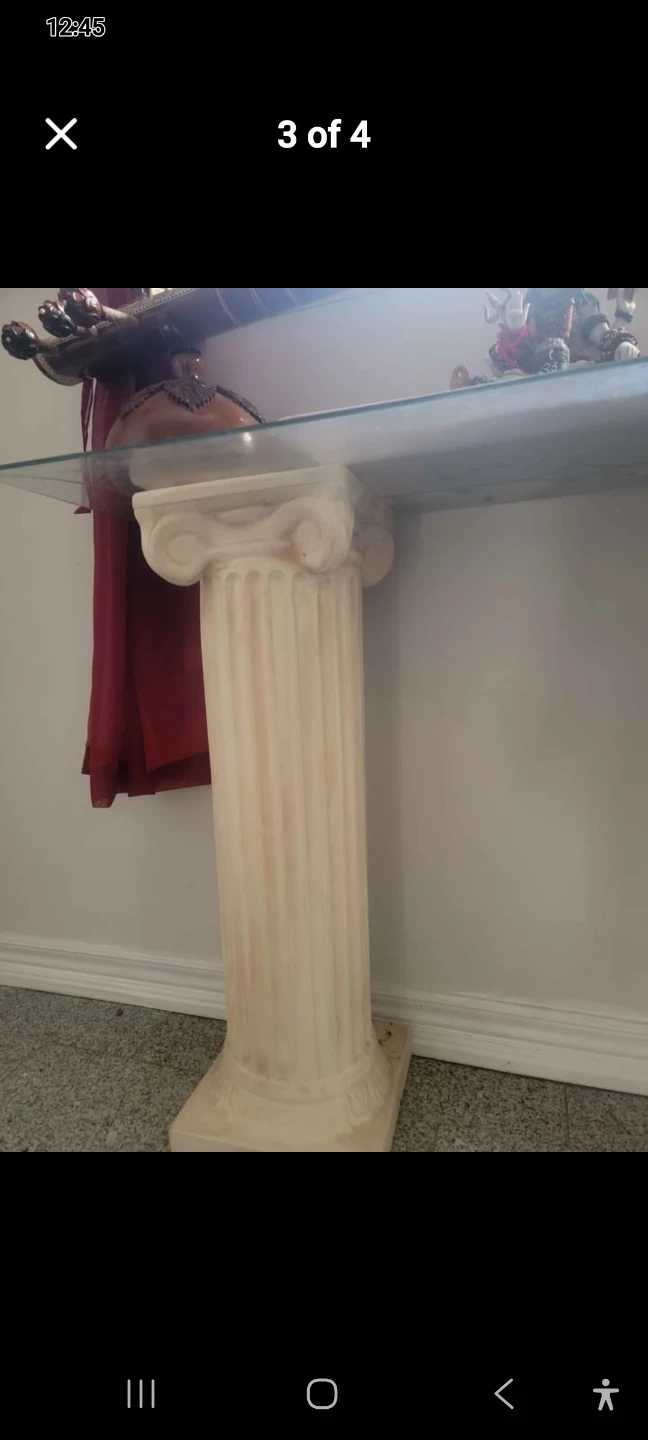 Console Table with Column Base and Glass Top - photo 2