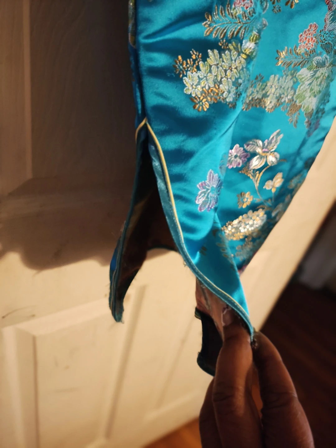 🌱Teal Floral Brocade kids Cheongsam Dress used - photo 3