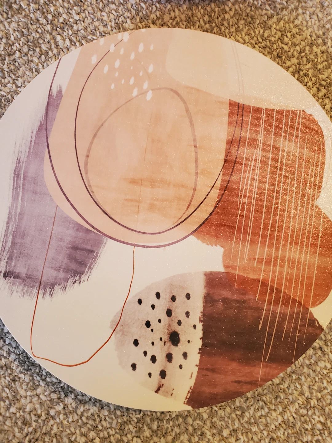 Set of 2 Round Abstract Art Canvas Wall Decor - photo 2