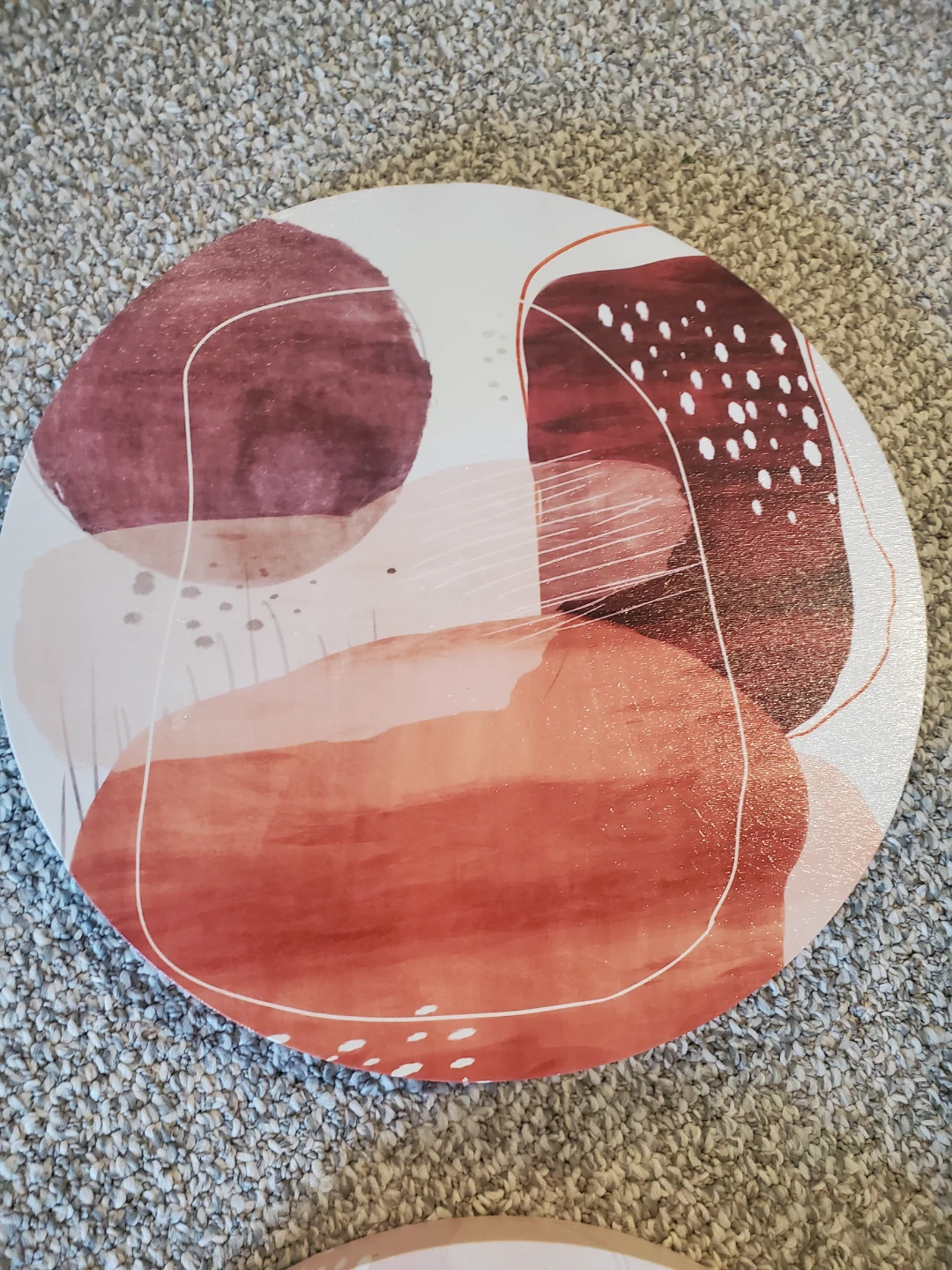 Set of 2 Round Abstract Art Canvas Wall Decor - photo 3