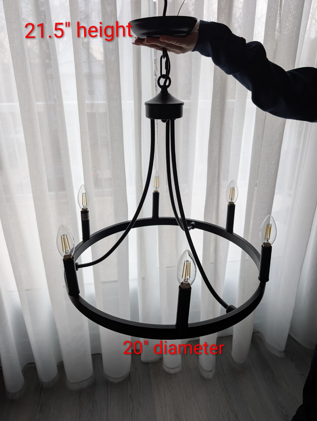 Black Chandelier - 20" Diameter, 21.5" Height - photo 3