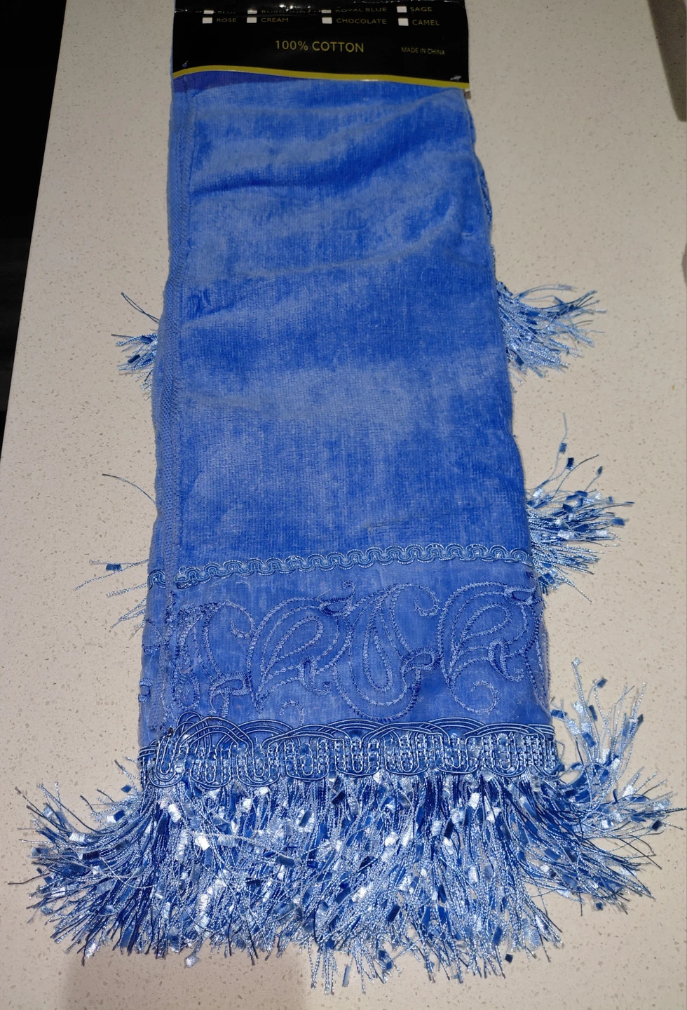 Golden Beach 3 pc Embroidered Cotton Towel Set - Blue - photo 3