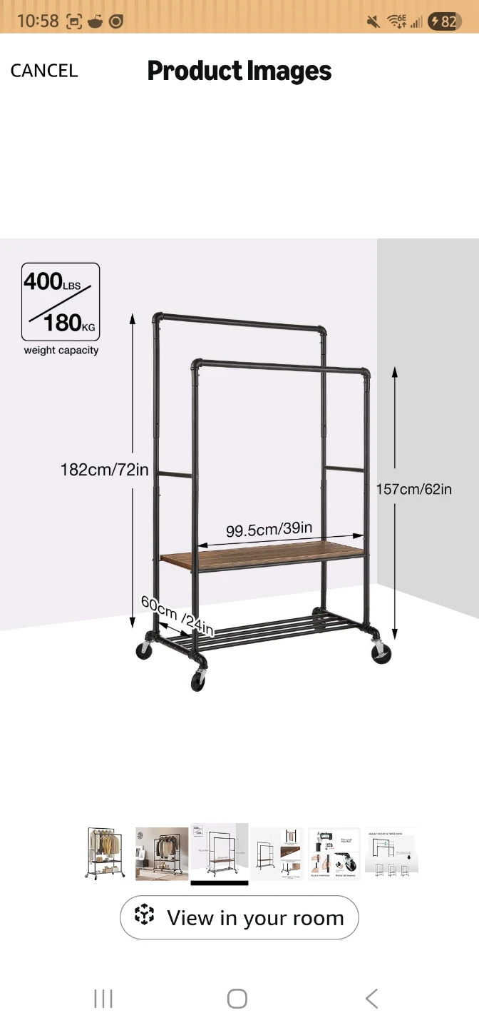 Rolling Garment Rack with Shelf - photo 2