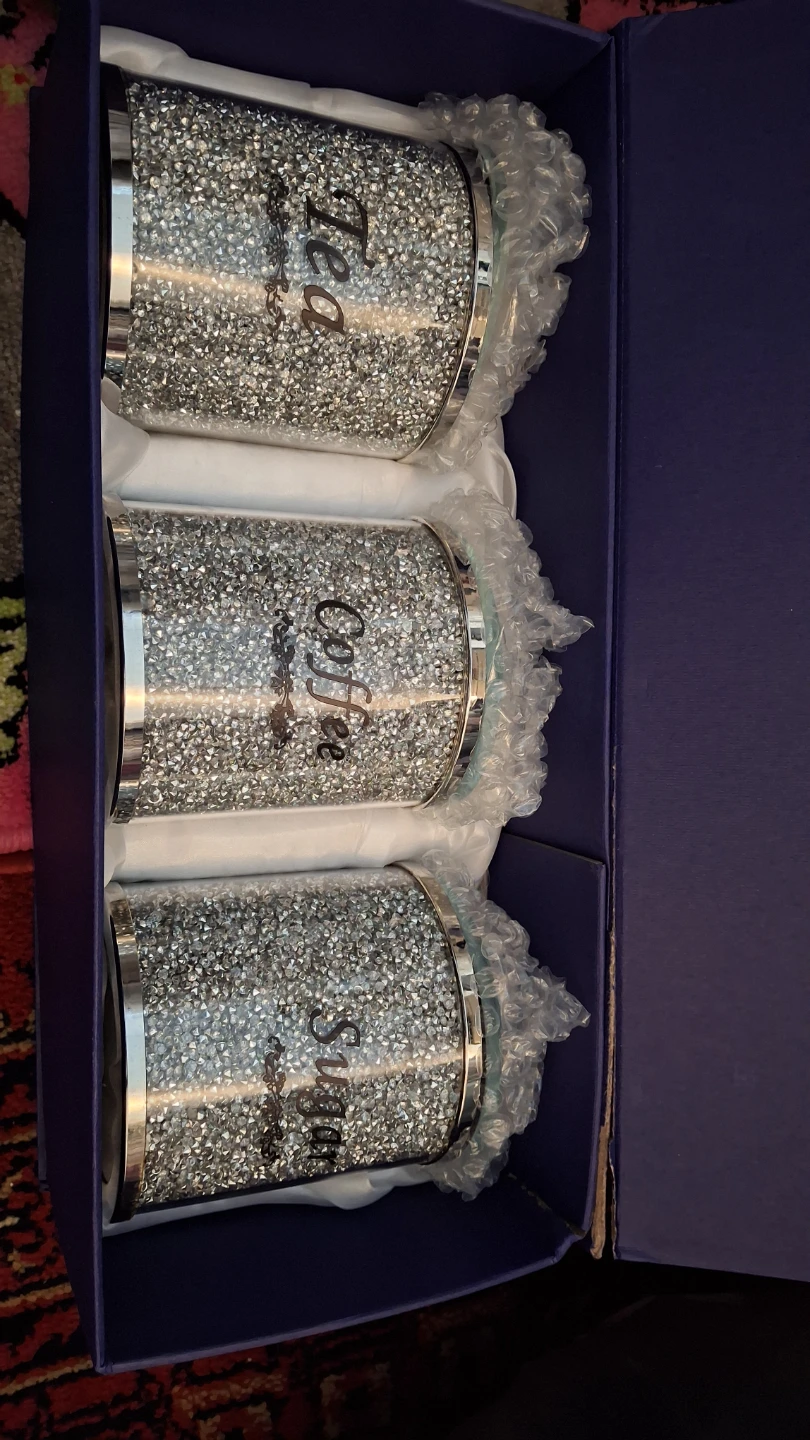 Crystal Embellished Sugar, Coffee, and Tea Canister Set - photo 2