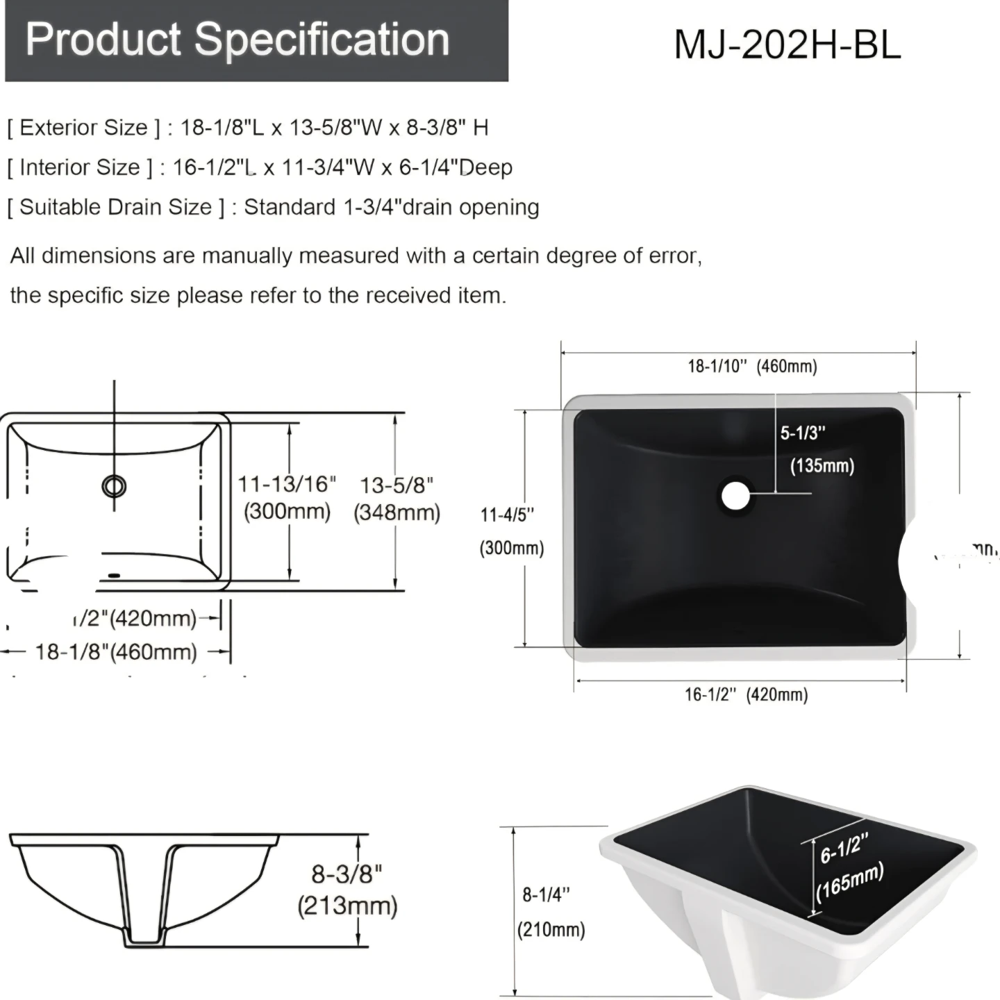 Black undermount sink (New in box) - photo 2