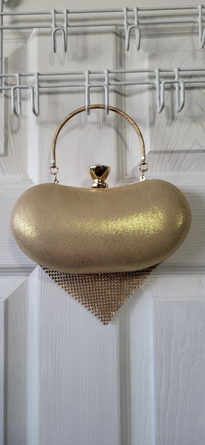 New Golden Heart Clutch Evening Bag with Rhinestones - photo 3