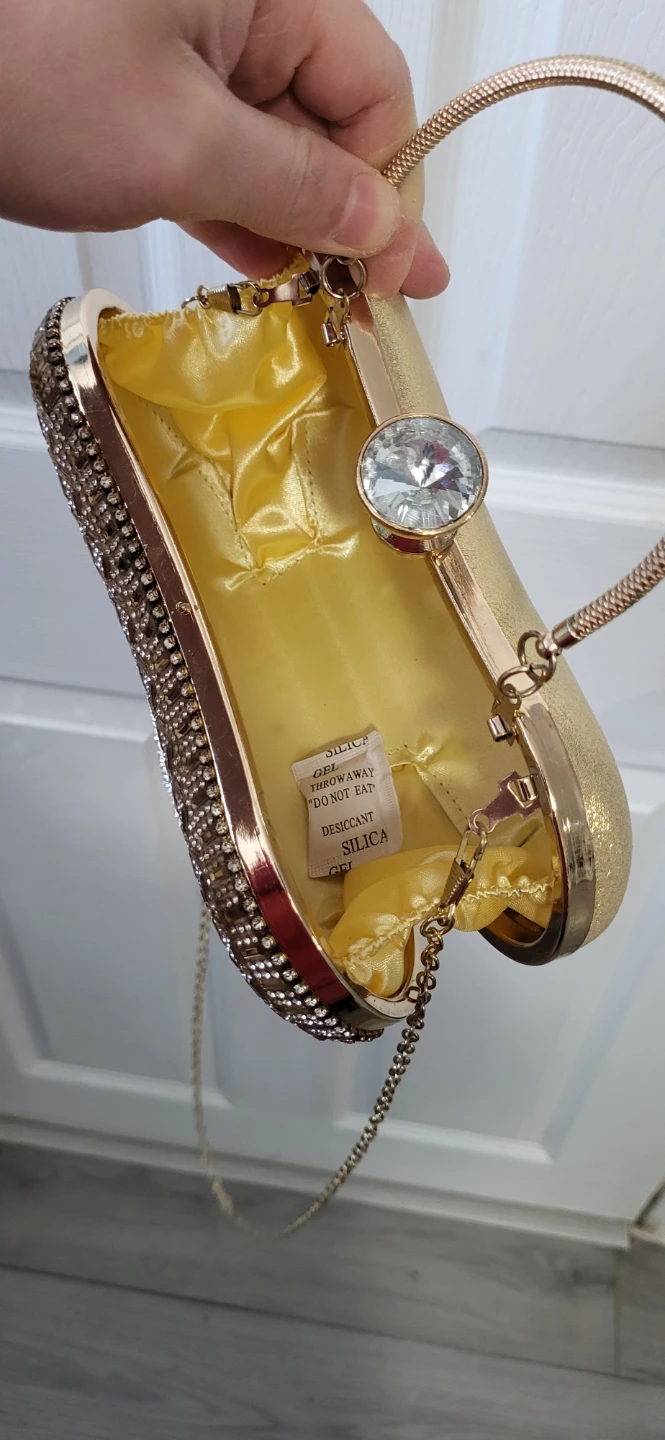 New Golden Heart Clutch Evening Bag with Rhinestones - photo 4