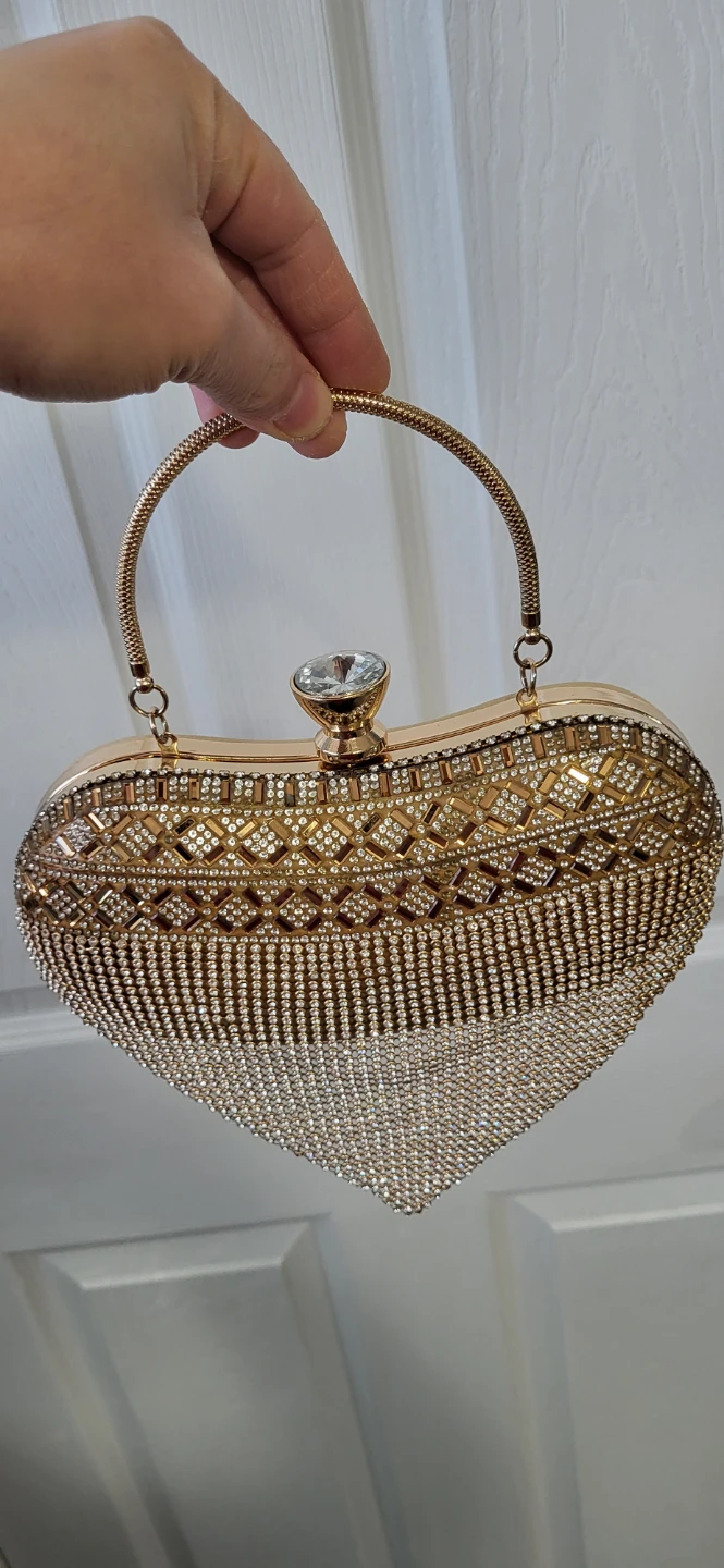New Golden Heart Clutch Evening Bag with Rhinestones - photo 5