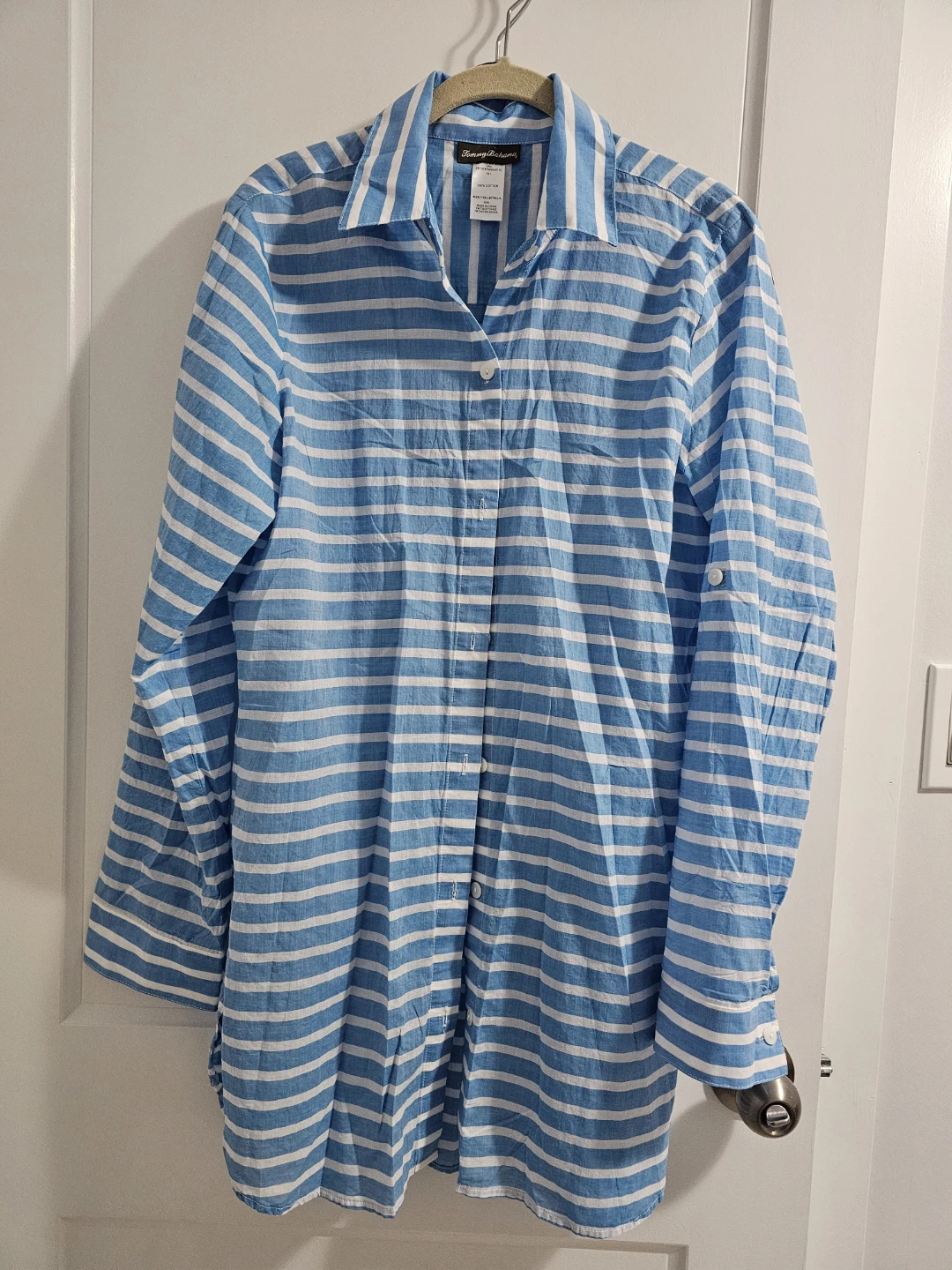 Tommy Bahama Blue & White Striped Cotton Shirt M/M
