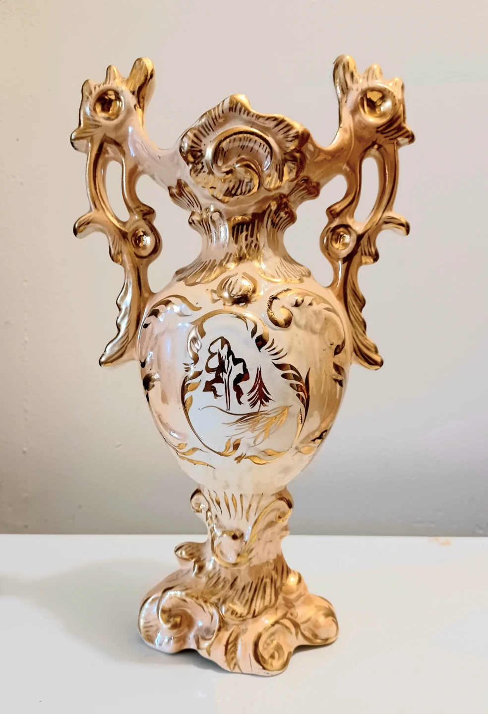 Vtg Soviet Hand Painted 3D Floral Elements Vase - photo 2