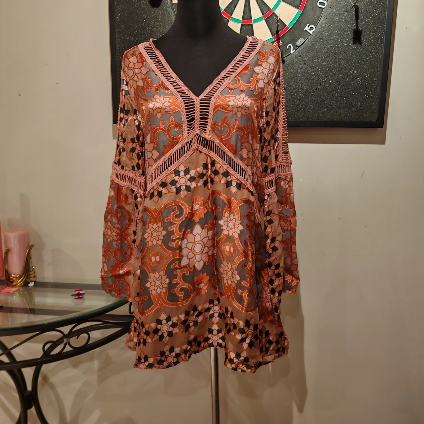 For Love & Lemons Juliet Dress - Maroon, sz Small - photo 4