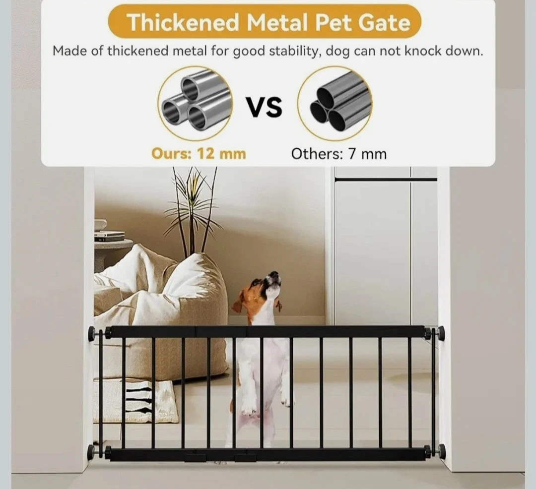 Fldofaves Thickened Metal Pet Gate - Black - photo 4