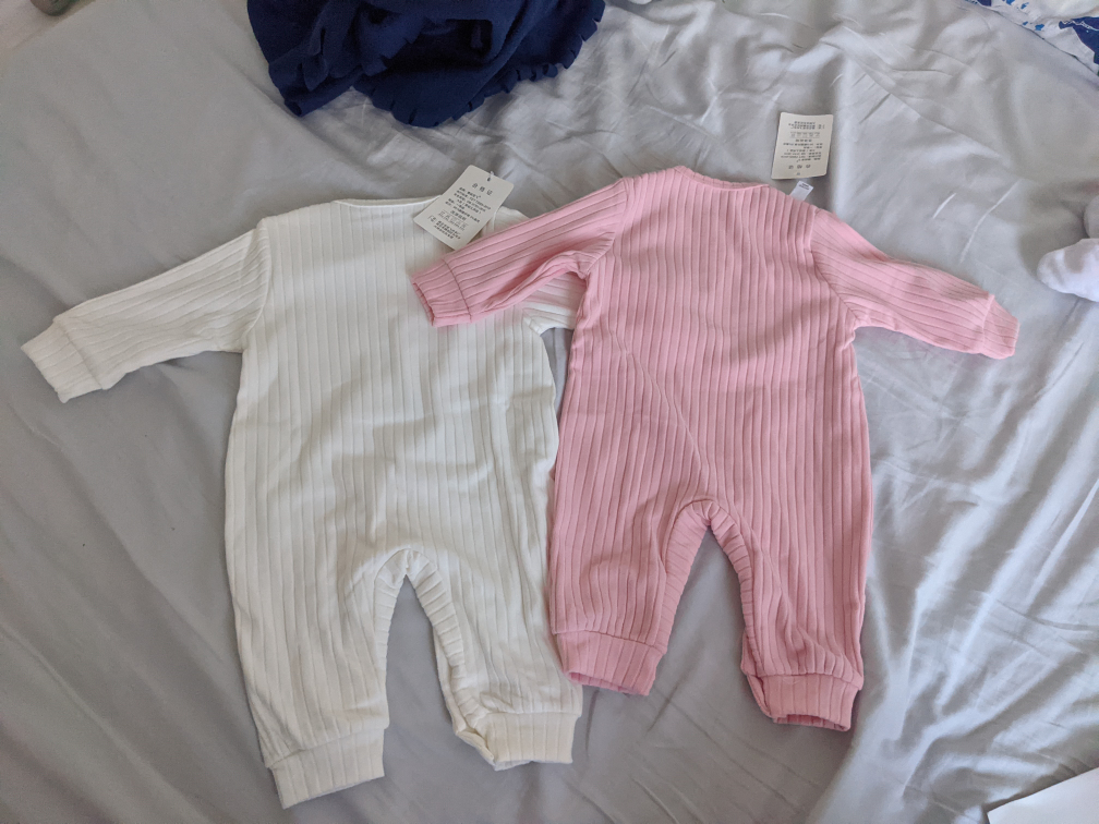Baby girl's ribbed onesies - White and Pink - photo 2