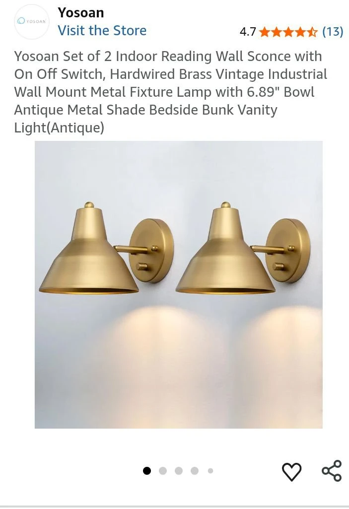 NEW Yosoan Wall Sconces w/ 6.89" Bowl Antique Metal Shade 🌱 - photo 2