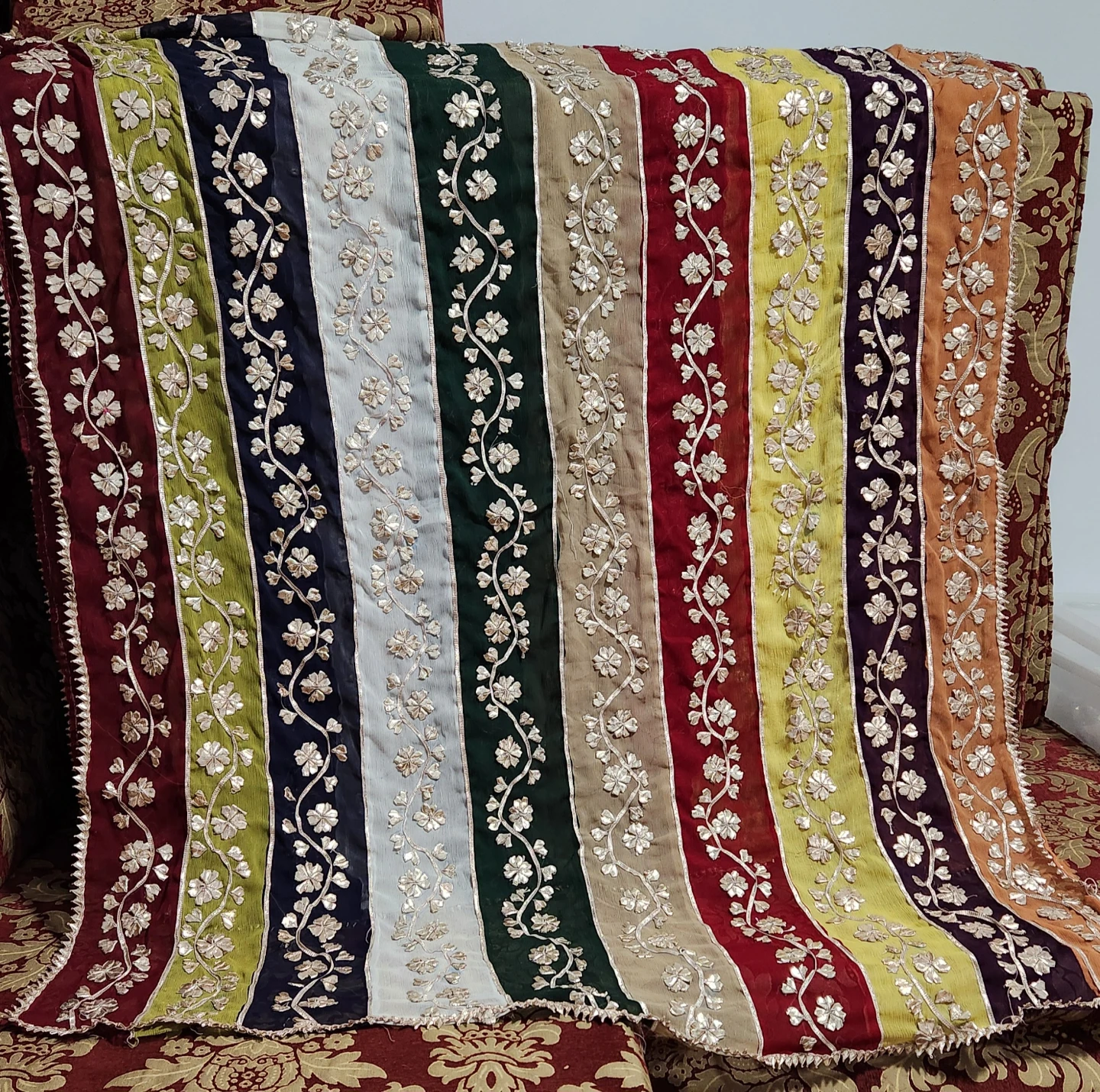 Embroidered Striped dupatta