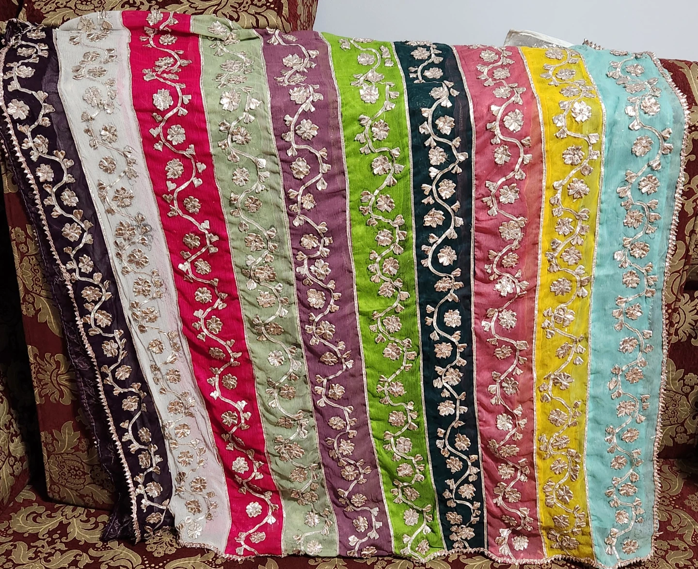 Embroidered Striped dupatta - photo 2