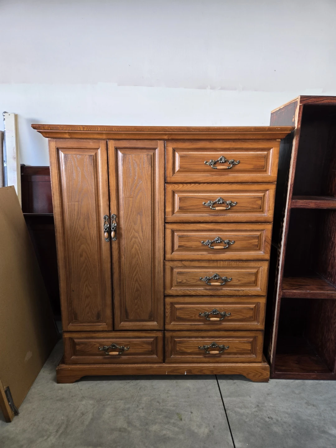 Vintage Wooden Armoire with Drawers