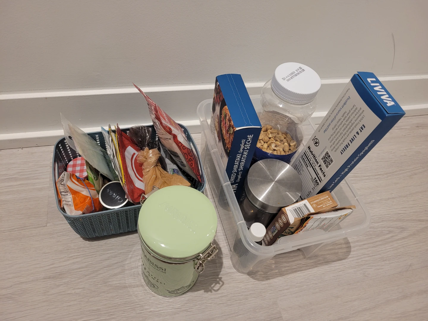 FREE FOOD - Assorted pantry items including pasta and spices