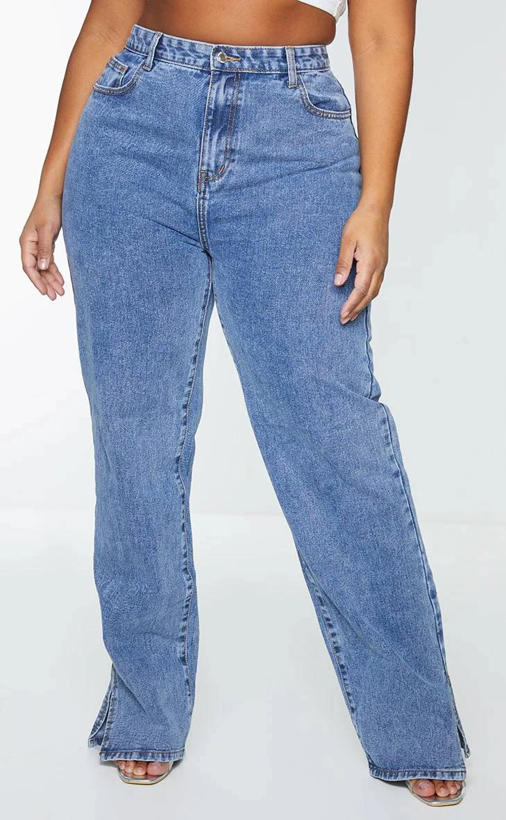 PrettyLittleThing Blue Denim Split Hem Jeans - Size 12 - photo 2