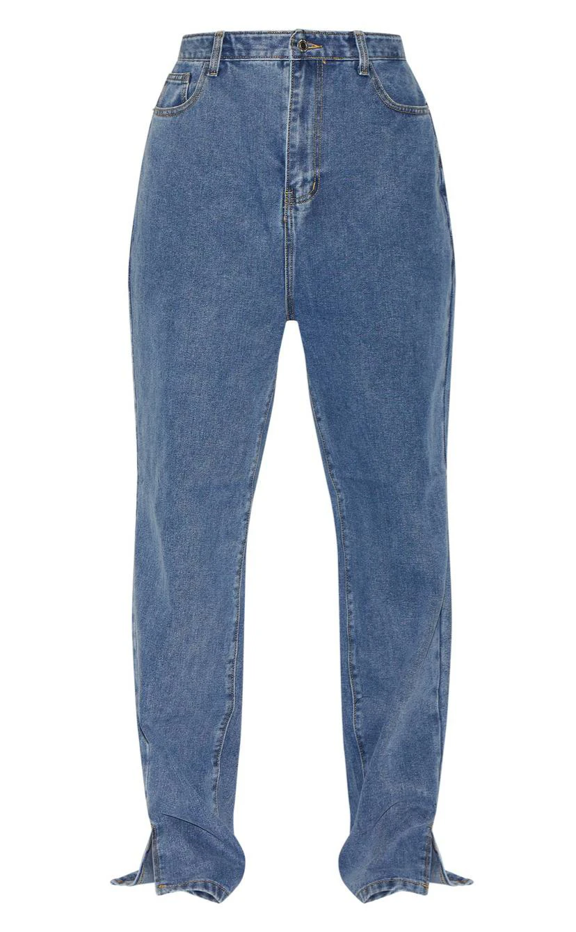 PrettyLittleThing Blue Denim Split Hem Jeans - Size 12 - photo 5