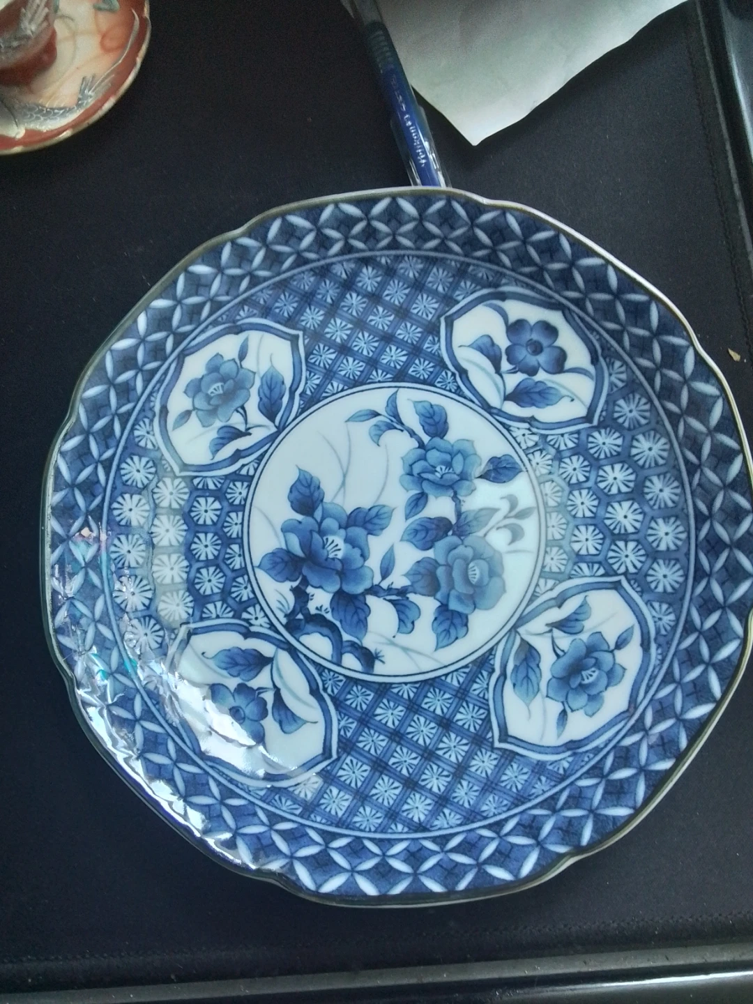 Blue and White Floral Chinese Plate 6.5