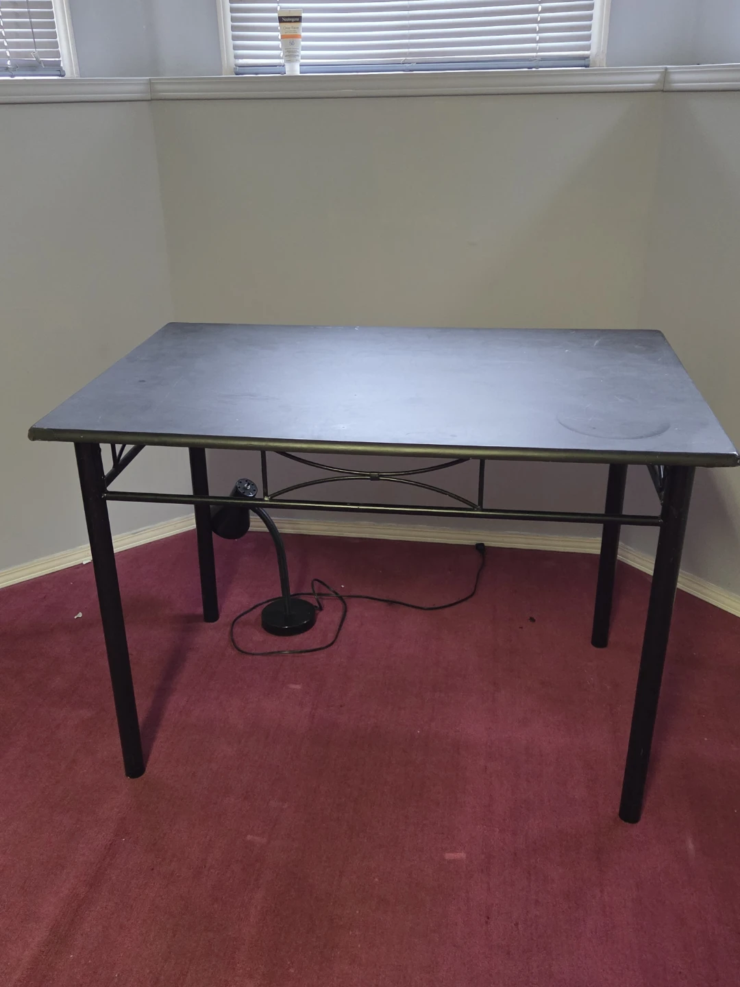 Black Metal and Wood Desk